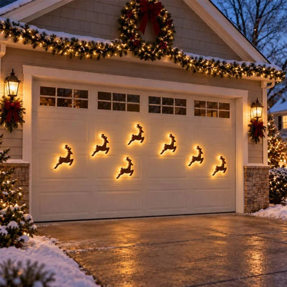 7Pcs/set LED Reindeer Wall Decorations - Festive Christmas Lighting