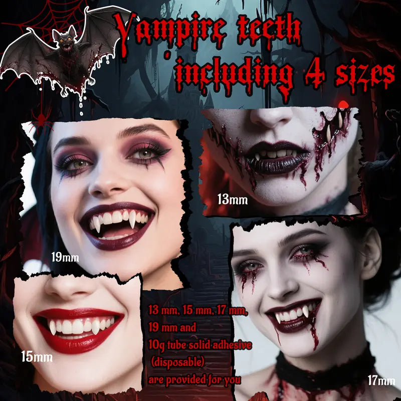 Reusable 4-Size Resin Vampire Fangs Set for Halloween