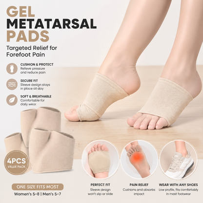 2 Pairs Metatarsal Sleeves Relief Foot Cushions, Wear-Resistant Forefoot Pads