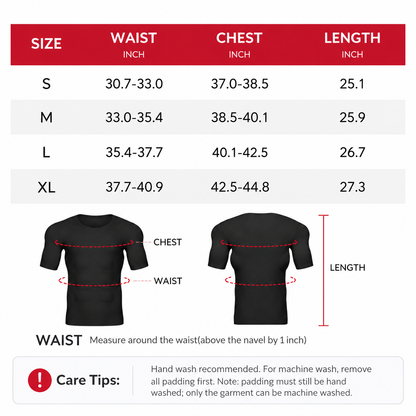Padded Mens Compression Shirt Short Sleeve Fake Muscle Shirts