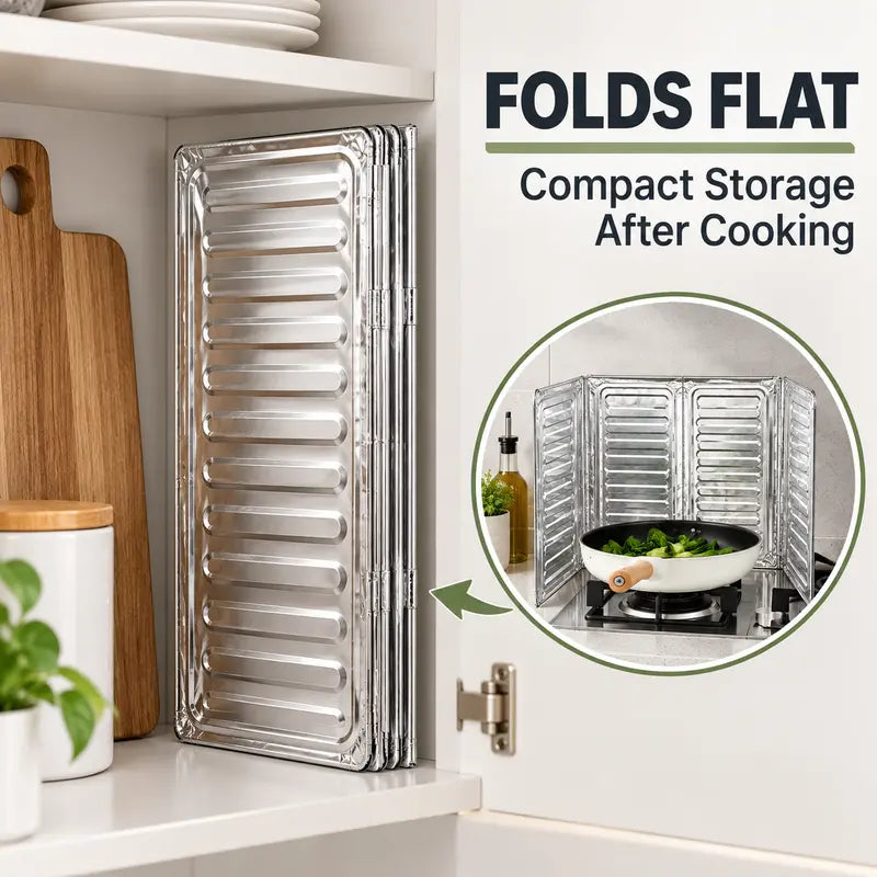 Foldable Stove Splatter Guard, 33x12in Aluminum Foil Oil Splash Shield