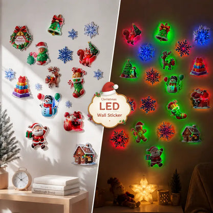Christmas 3D Glowing Wall Decals, Christmas Wall Decals, Glow in The Dark Walldecals