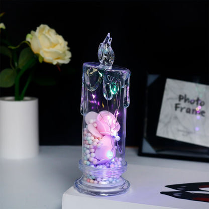 LED Night Light, Valentine's Day Preserved Flower & LED Electronic Candle Light