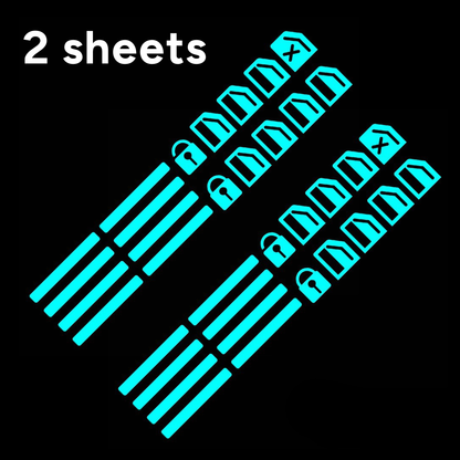2 Sheets Control Switch Luminous Sticker for Car Outer Door Handle Button