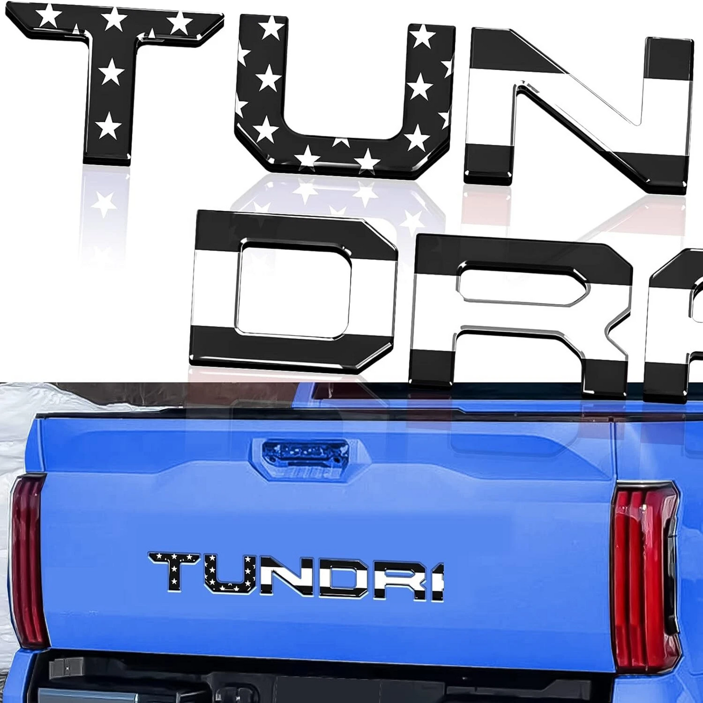 All-New Upgrade Tundr Truck Accessories Badge Tailgate Insert Letters 3D Raised Rear Emblems, ABS Plastic Inserts