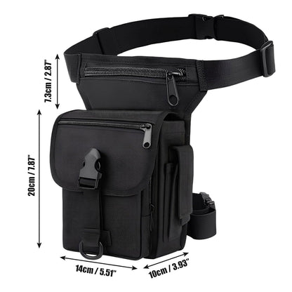Drop Leg Bag– Waterproof Nylon Motorcycle Thigh Bag with Adjustable Strap & Zipper Pockets