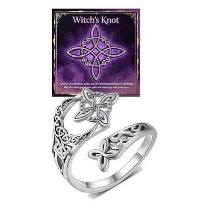 Witches Knot Ring for Women Adjustable Witches Protection Knot Ring