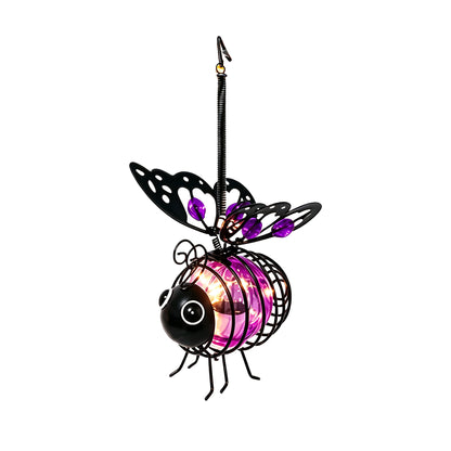 Hanging Solar Bee Light Outdoor Garden Decor Dots Bee Blossom Gifts