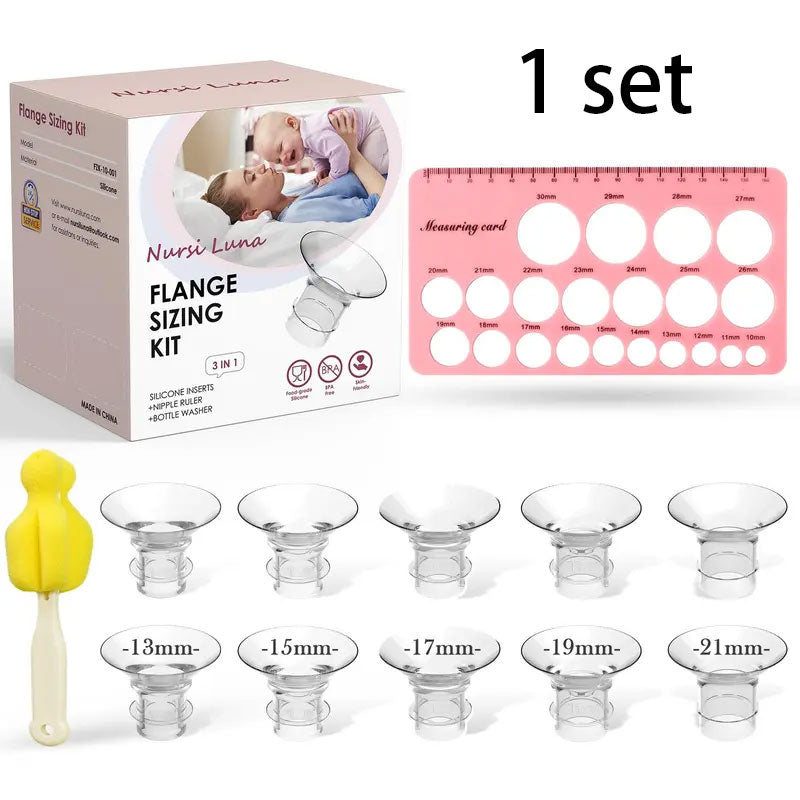 Flange Sizing Kit 3 in 1 Ultimate with 10PCS Flange Inserts 13/15/17/19/21mm, Measuring Ruler, Cleaning Brush