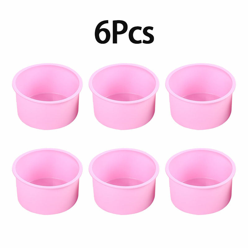 6-Piece Silicone Mini Cake Pans - 4 in Non-Stick Anti-Adhesive Muffin Cupcake Tins & Moulds