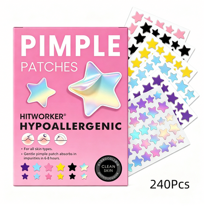 240Pcs Pimple Stars Patches for Face, Hydrocolloid Patches for CoveringZits and Blemishes