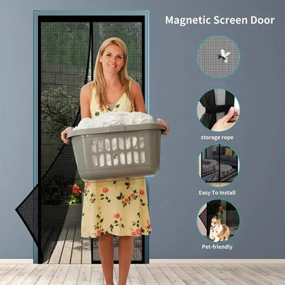 Magnetic Screen Door – Automatic Close, Keeps Bugs Out, Pet & Kid Friendly