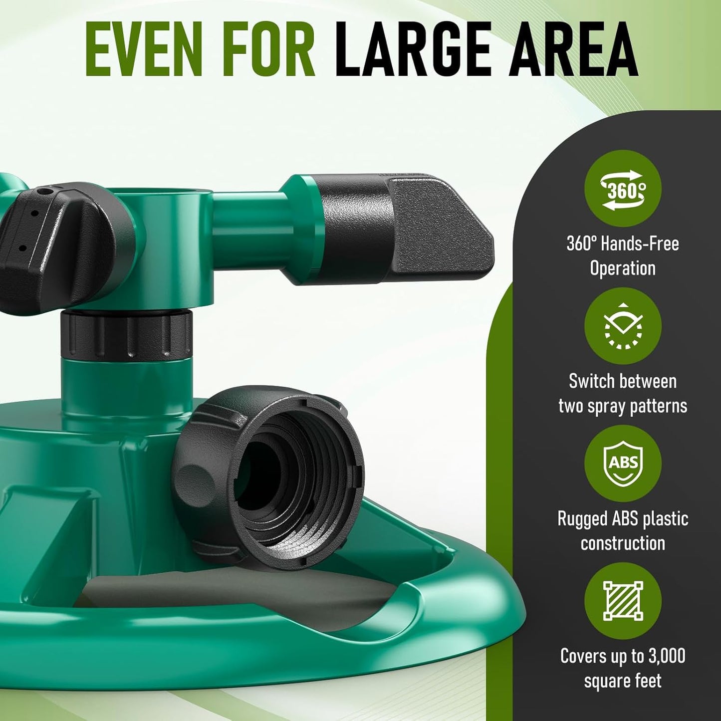 360° Rotating Lawn Sprinkler, Automatic Garden Water Sprinkler with 3 Nozzles