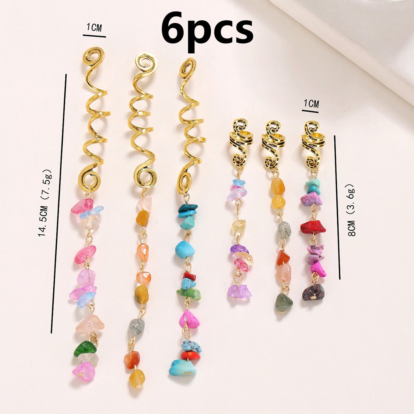 Colored Natural Stone Pendant Hair Jewelry