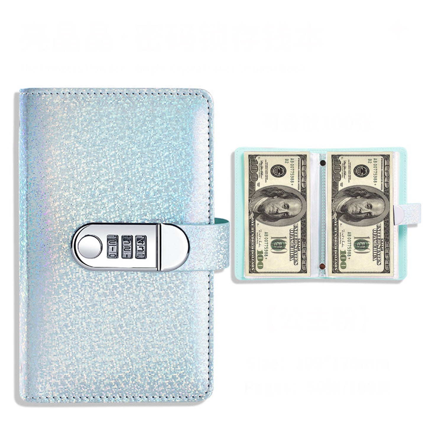 Leather Cash Storage Book for Up to 100 Bills