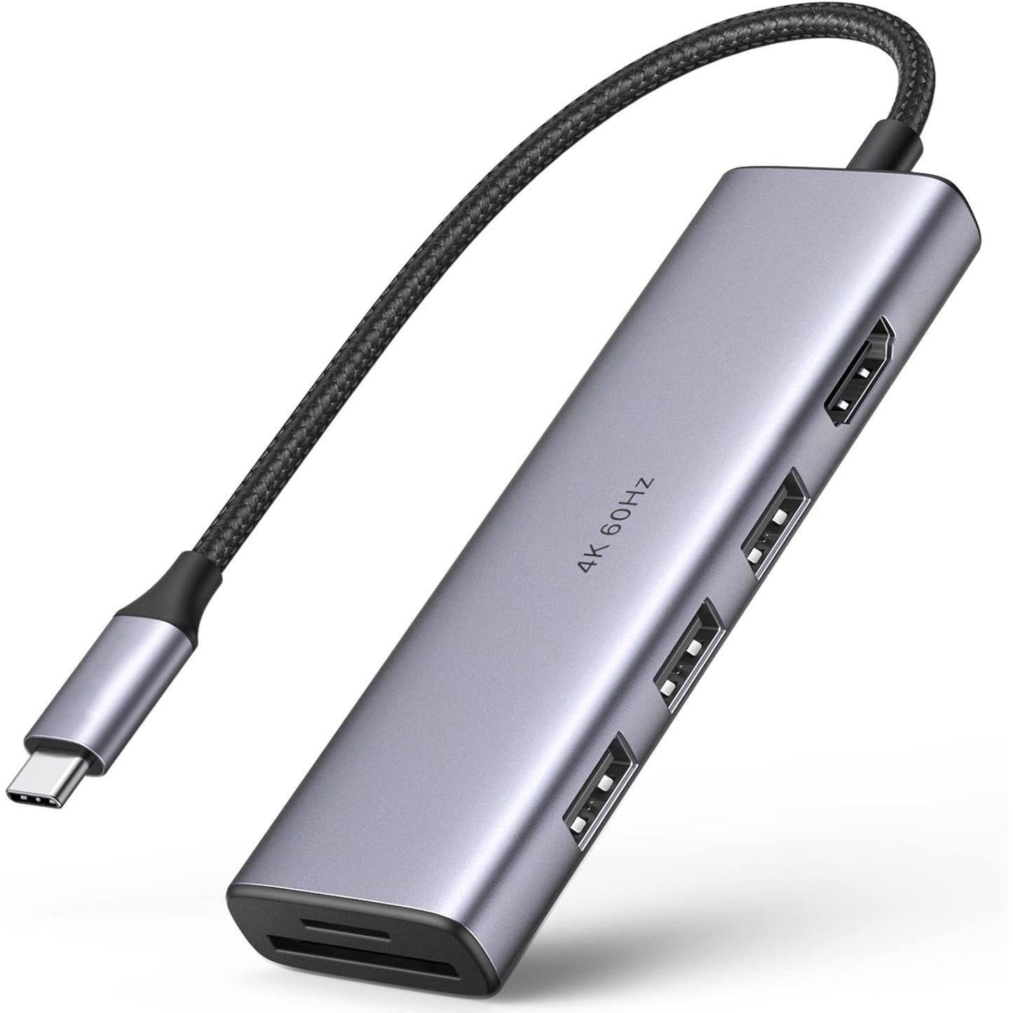 6-in-1 Multiport Adapter USB C Hub 4K@60Hz with 3 USB 3.0/1 HDMI Ports, SD/TF Card Reader, USB C Dongle