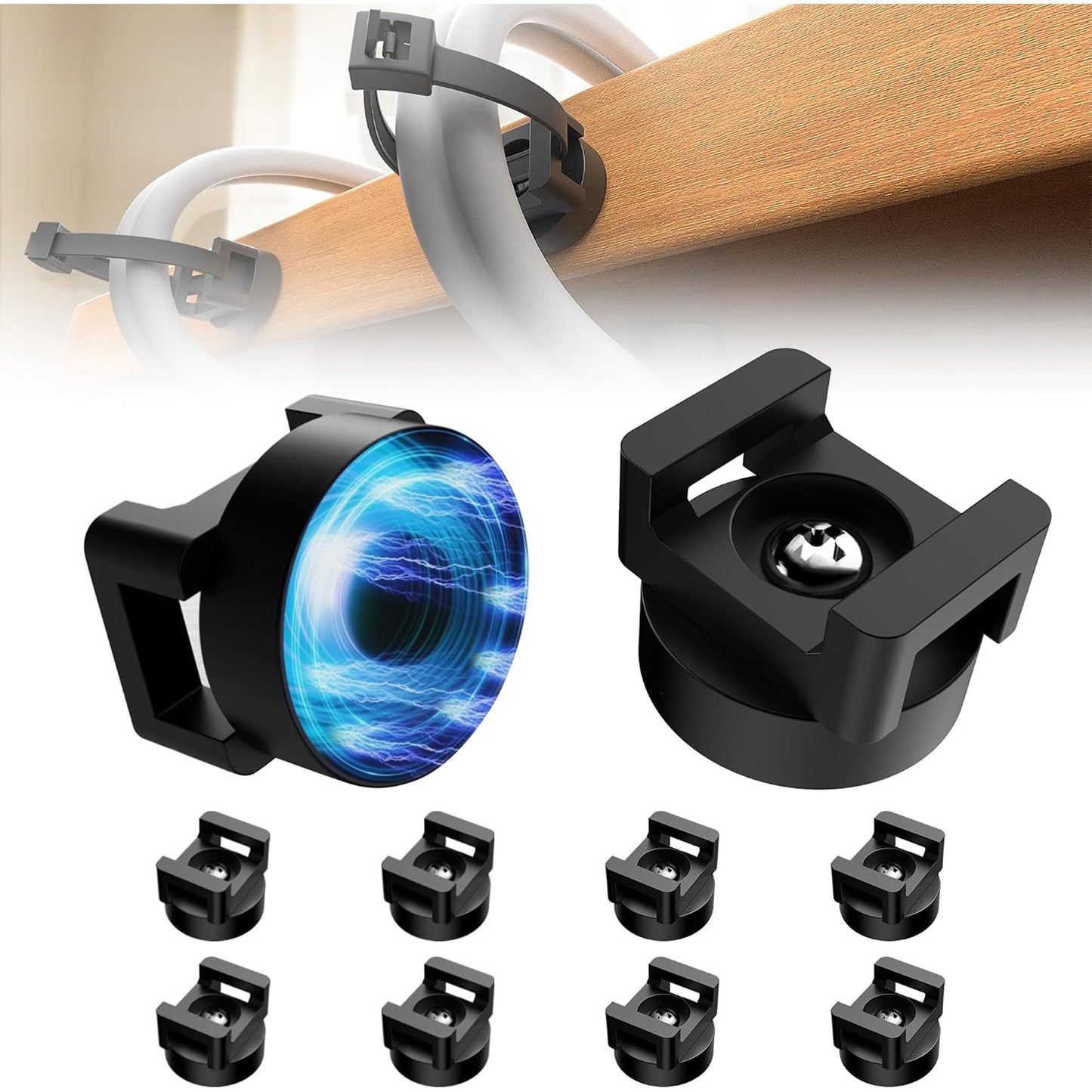 8Pcs Magnetic Zip Tie Mount Base Multipurpose Strong Magnetic Zip Tie Holder