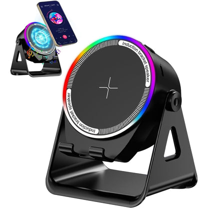 5-in-1 Bluetooth Speaker with Wireless Induction & Phone Holder, 5000mAh Battery, RGB Ambient Light