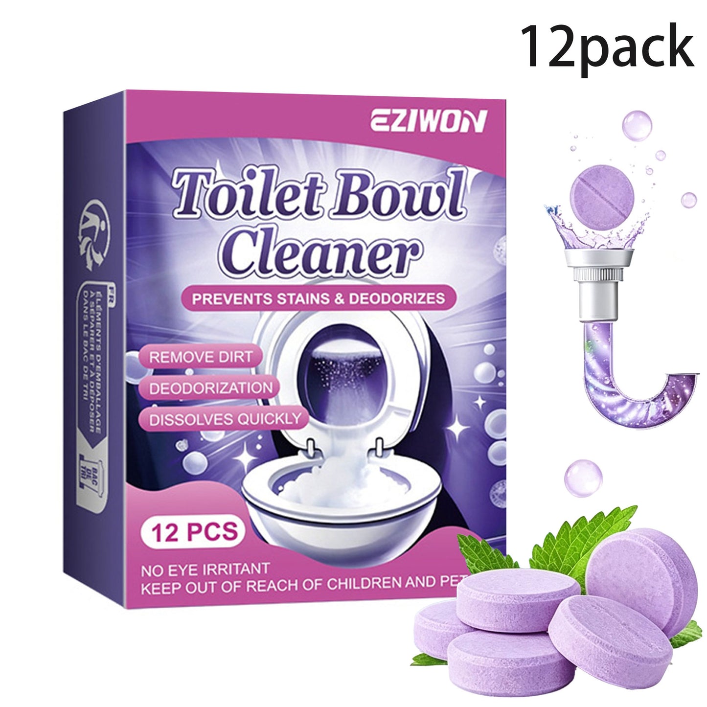 12 Pack Sink Cleaner Tablet Garbage Disposal Cleaner and Deodorizer Tablets