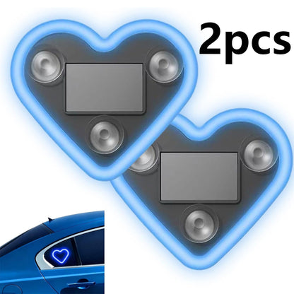 2PCS Solar Powered LED Heart Shape C-Pillar Neon Light Wireless