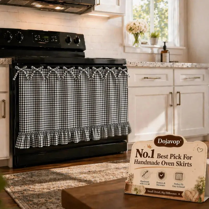 Christmas Curtains, Double-Sided Thick Fabric Gingham Plaid Stovetop Cover