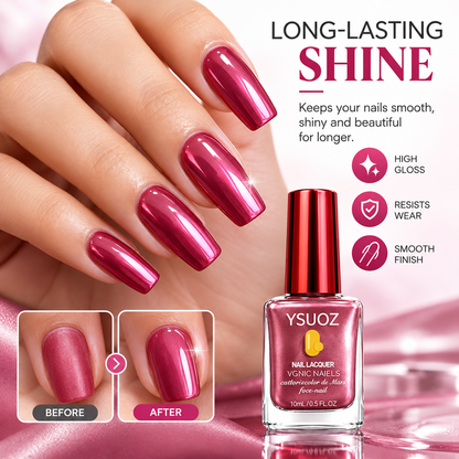 2Pcs Raspberry Rose Mirror-Finish Nail Strengthener – Natural & Quick-Drying