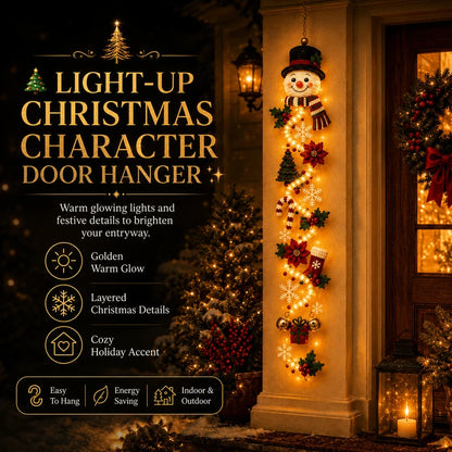 Light‑Up Glowing Christmas Door Hanger - Festive Home Decor