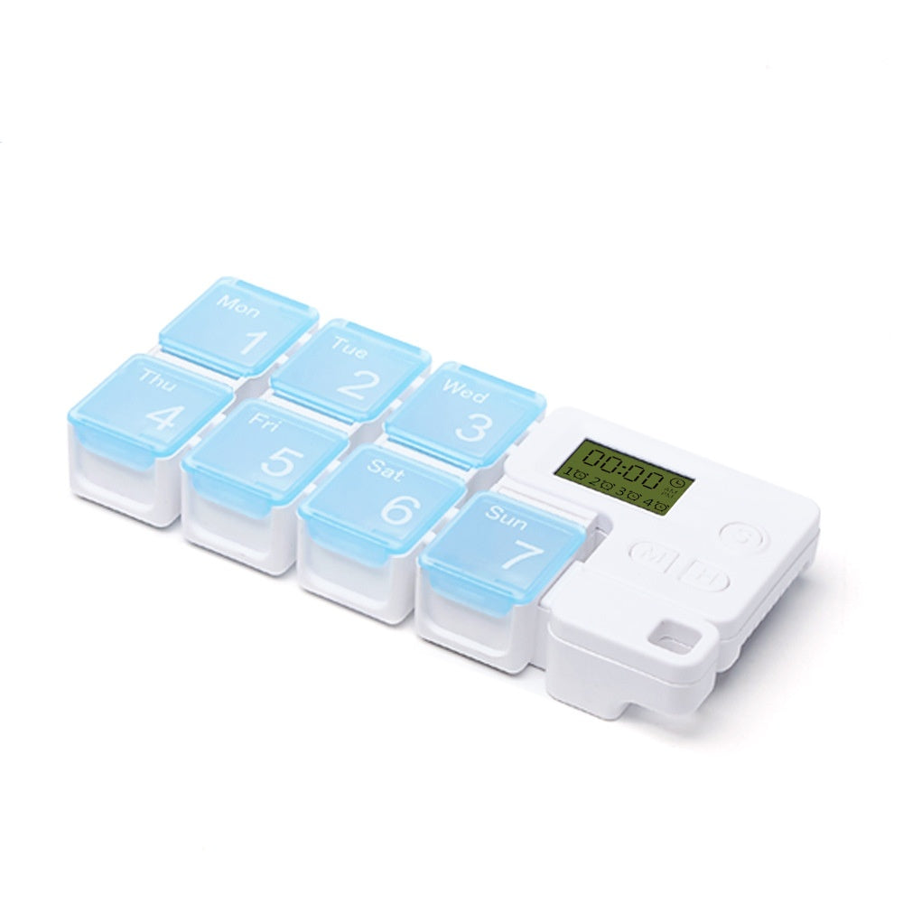 7 Days Pill Dispenser Organizer with Reminder Alarm -Portable Travel Vitamins Medicine Box Case