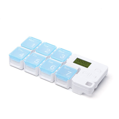 7 Days Pill Dispenser Organizer with Reminder Alarm -Portable Travel Vitamins Medicine Box Case