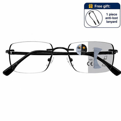 Unisex Progressive Multifocal Photochromic Reading Eyeglasses - Light Adaptive Bluelight Blocking