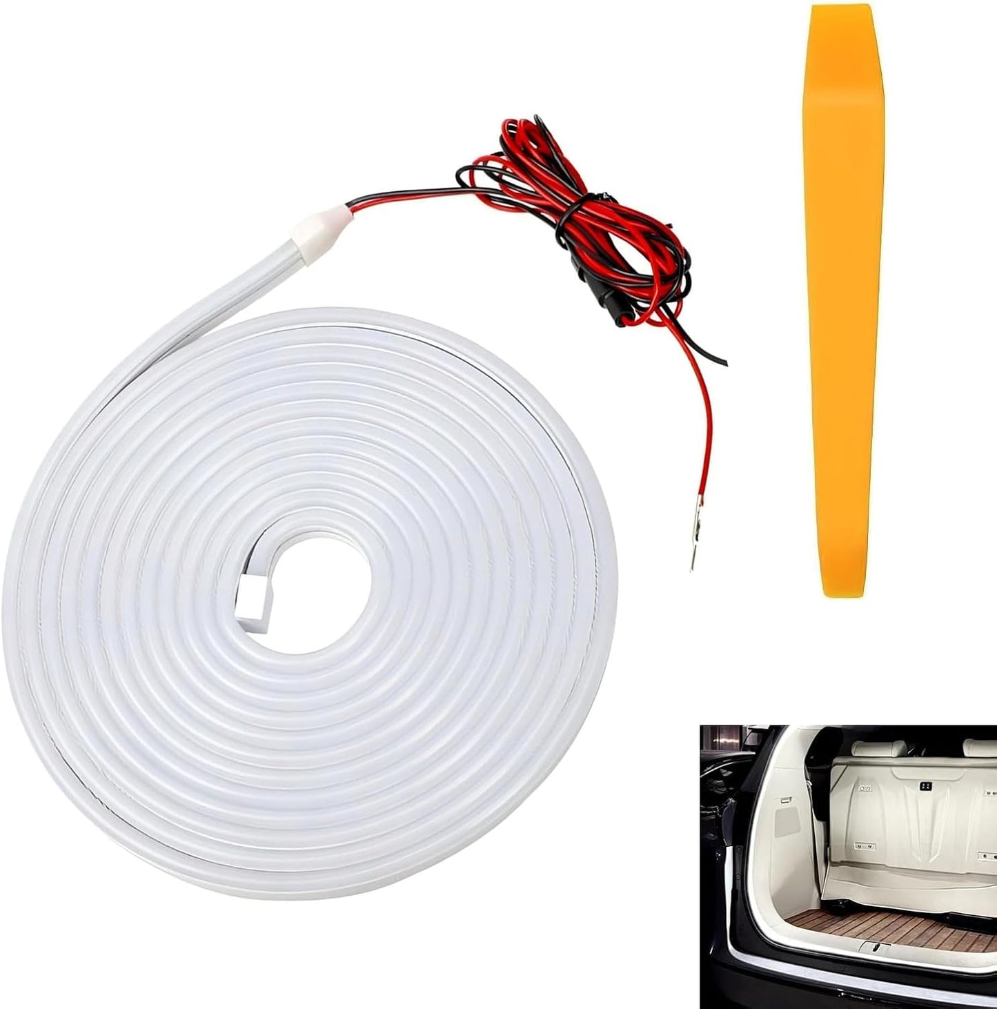 6.7FT Car Trunk LED Strip Light, Silicone Waterproof Flexible Trunk Cargo Ambient Lamp, Bright Cargo Embedded Lighting for Cars