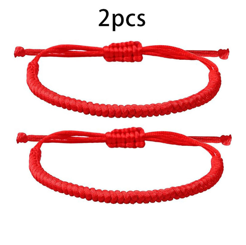 2PCS Lucky Red String Bracelet Tibetan Buddhist Prayer Bracelet Adjustable Size