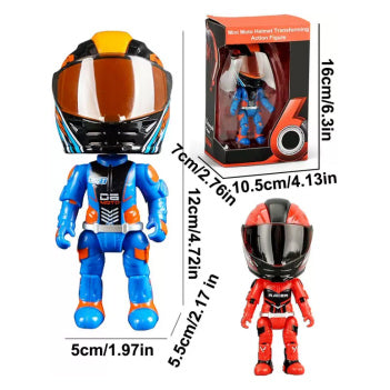 Mini Moto Helmet Heroes Transforming Ornaments with Hidden Racers Inside