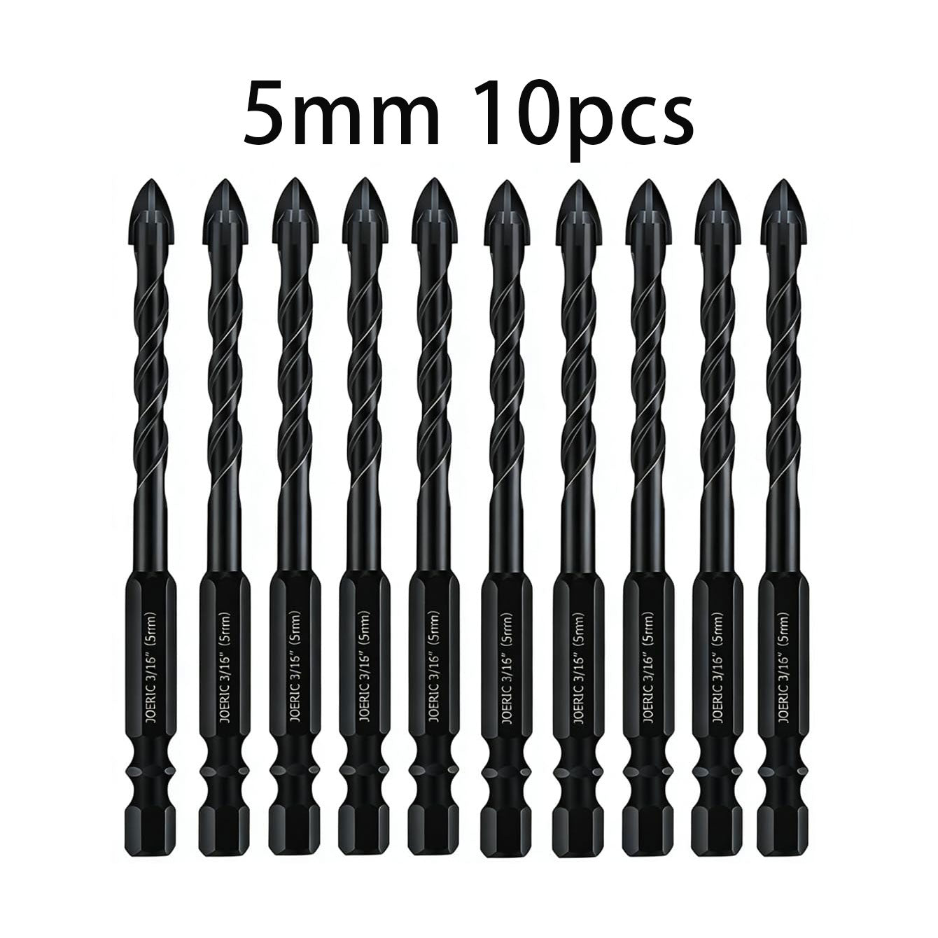 5mm Concrete Drill Bit Set, 10PC 3/16 inch Masonry Drill Bit Set