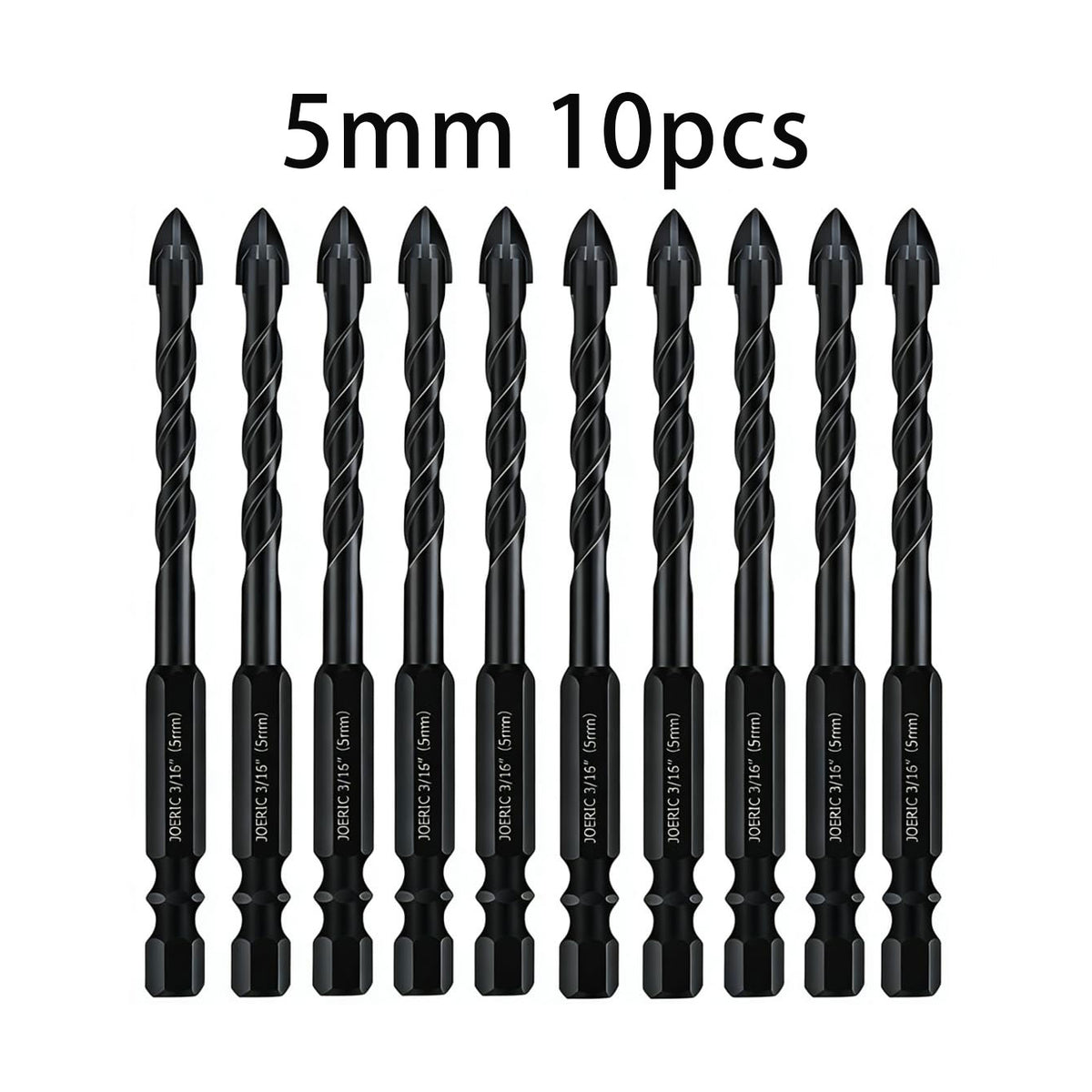 5mm Concrete Drill Bit Set, 10PC 3/16 inch Masonry Drill Bit Set