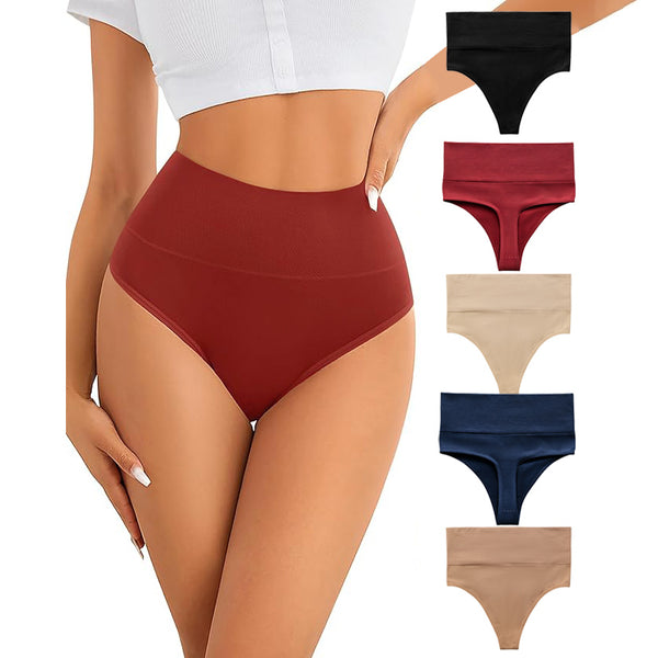 5pcs High Waisted Bikini Underwear Set for Women Tummy Control