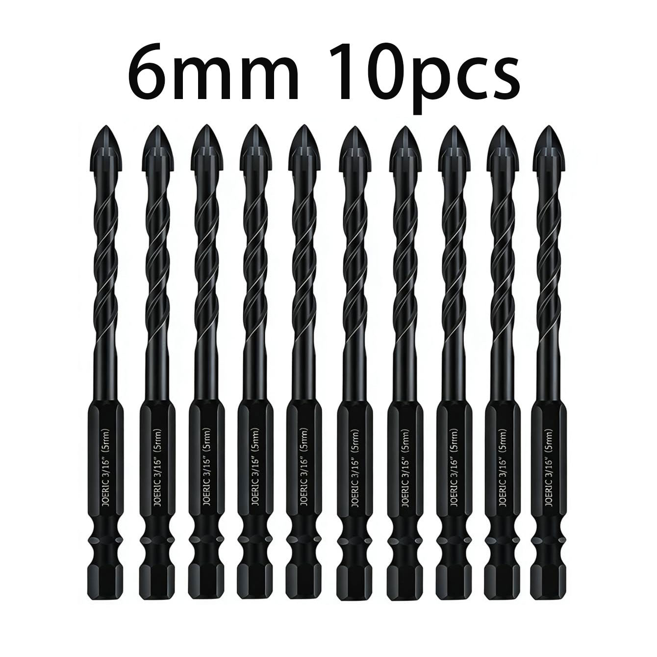 5mm Concrete Drill Bit Set, 10PC 3/16 inch Masonry Drill Bit Set