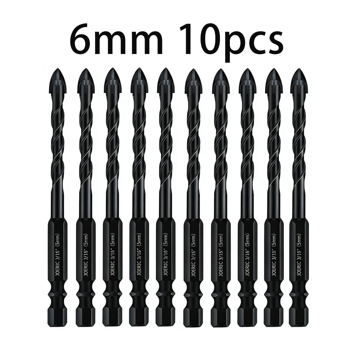 5mm Concrete Drill Bit Set, 10PC 3/16 inch Masonry Drill Bit Set