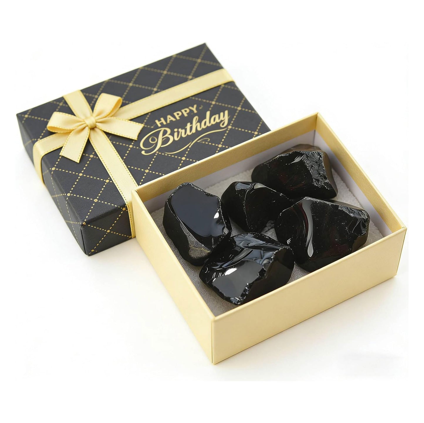 2PCS Obsidian Natural Healing Crystals Raw Rough Stones