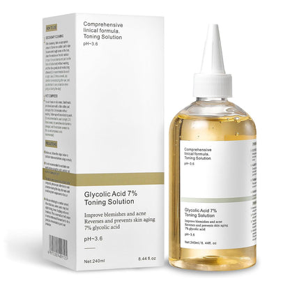 Glycolic Acid Toner: 7% Exfoliating Toner Toning Solution Soothes and Hydrates Skin 100ml