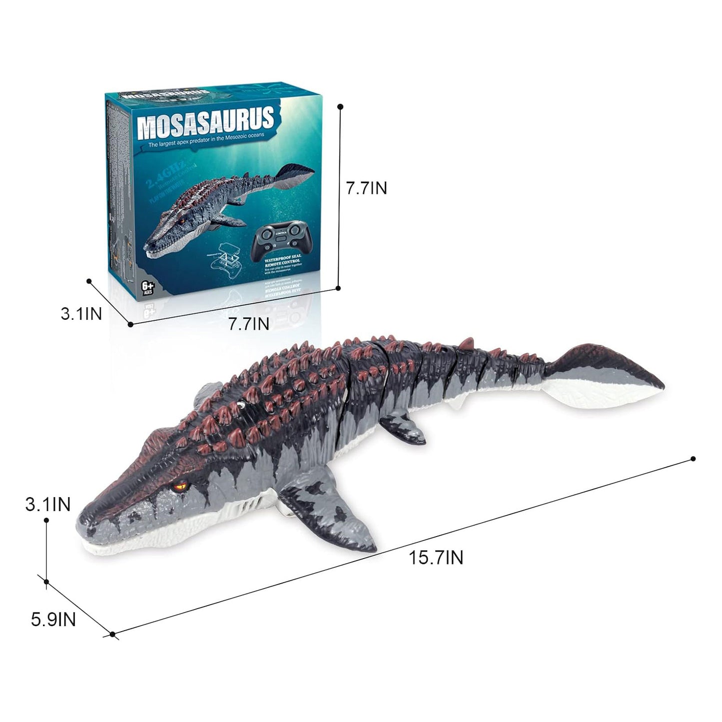 Dinosaur Toys, Upgrade Remote Control Water Toy RC Dino with Light and Spray Water