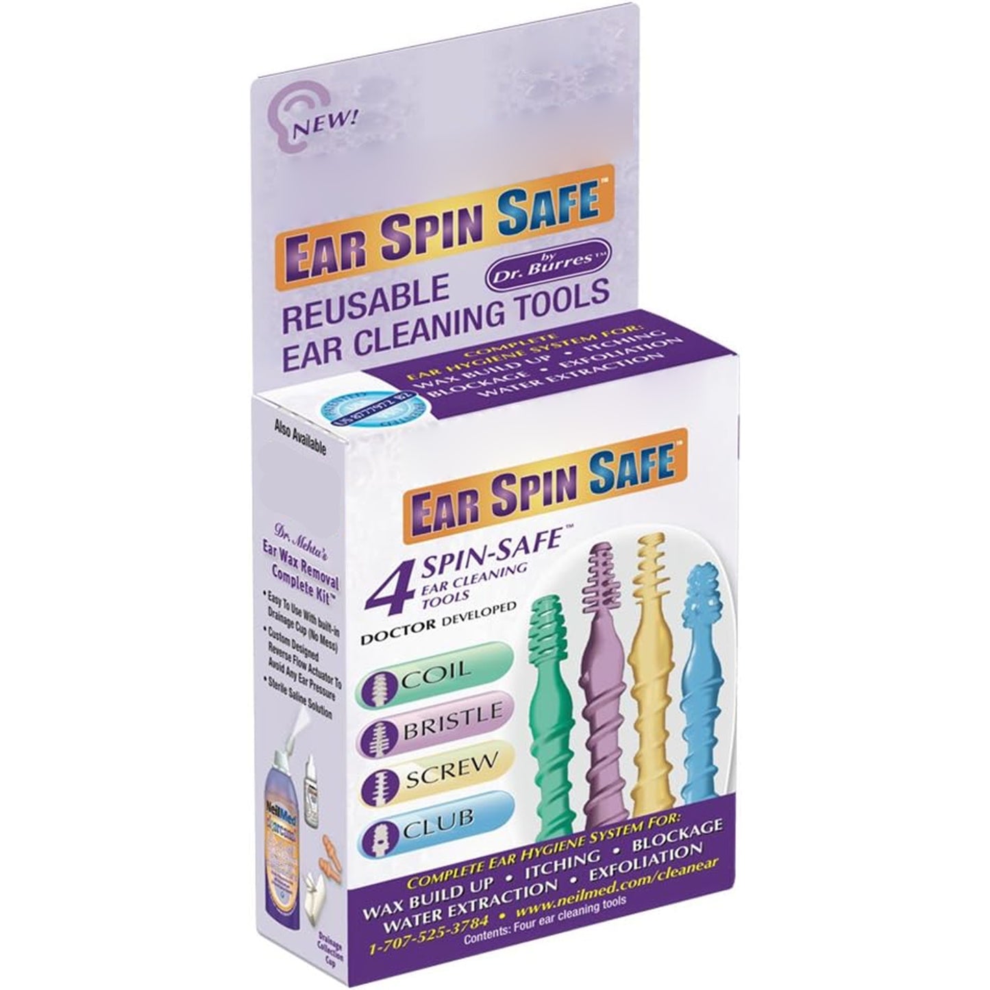 4 Spin-Safe Reusable and Flexible Ear Cleaner Kit