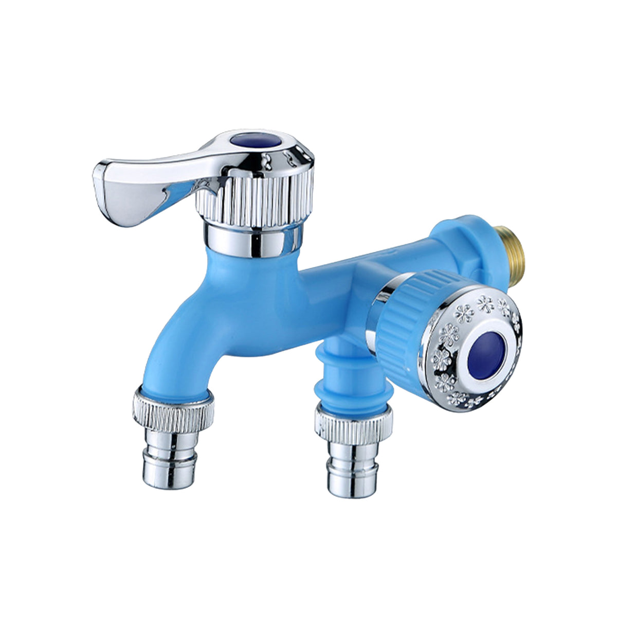 Outdoor Garden Water Faucet,1 Inlet 2 Outlet Valve Faucet Water Hose Outlet Hose Valve