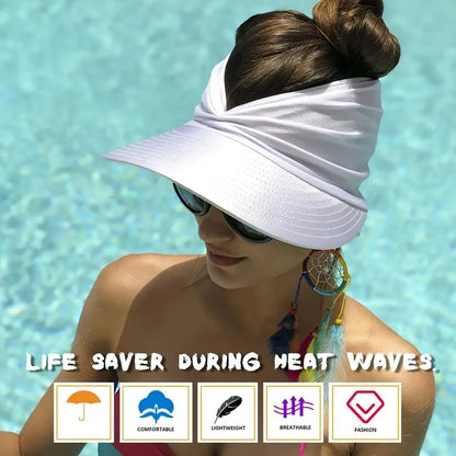 Wide Brim Visor Hats for Women-Lightweight Packable Ponytail Hat