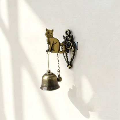 Vintage Hummingbird Doorbell, Wall-Mounted Antique Brass Metal Entry Bell