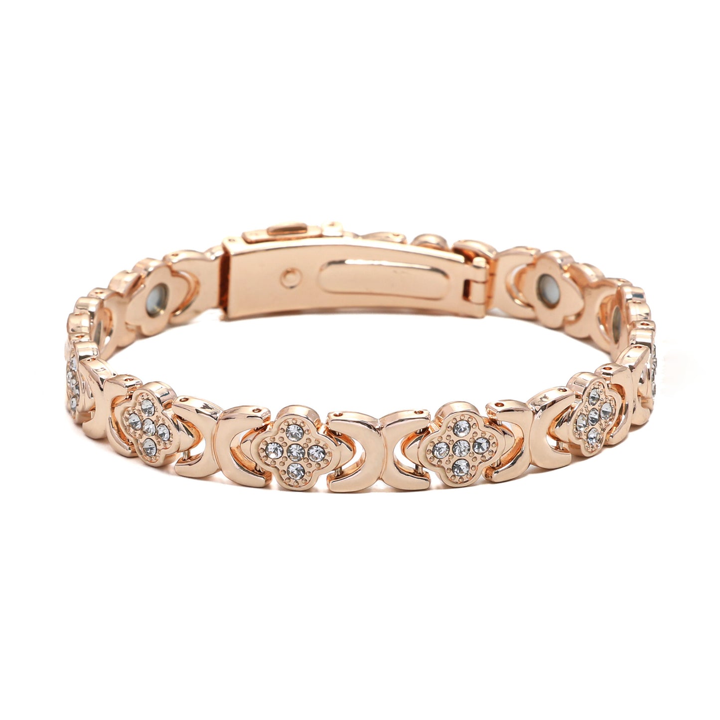 Women's High-Strength Magnetic Four-Leaf Clover Bracelet — Oval Magnets, Adjustable Length Design