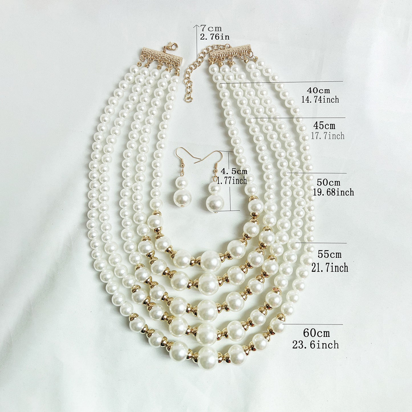 Elegant Pearl Jewelry Bead Cluster Collar Bib Choker Necklace and Earrings Set