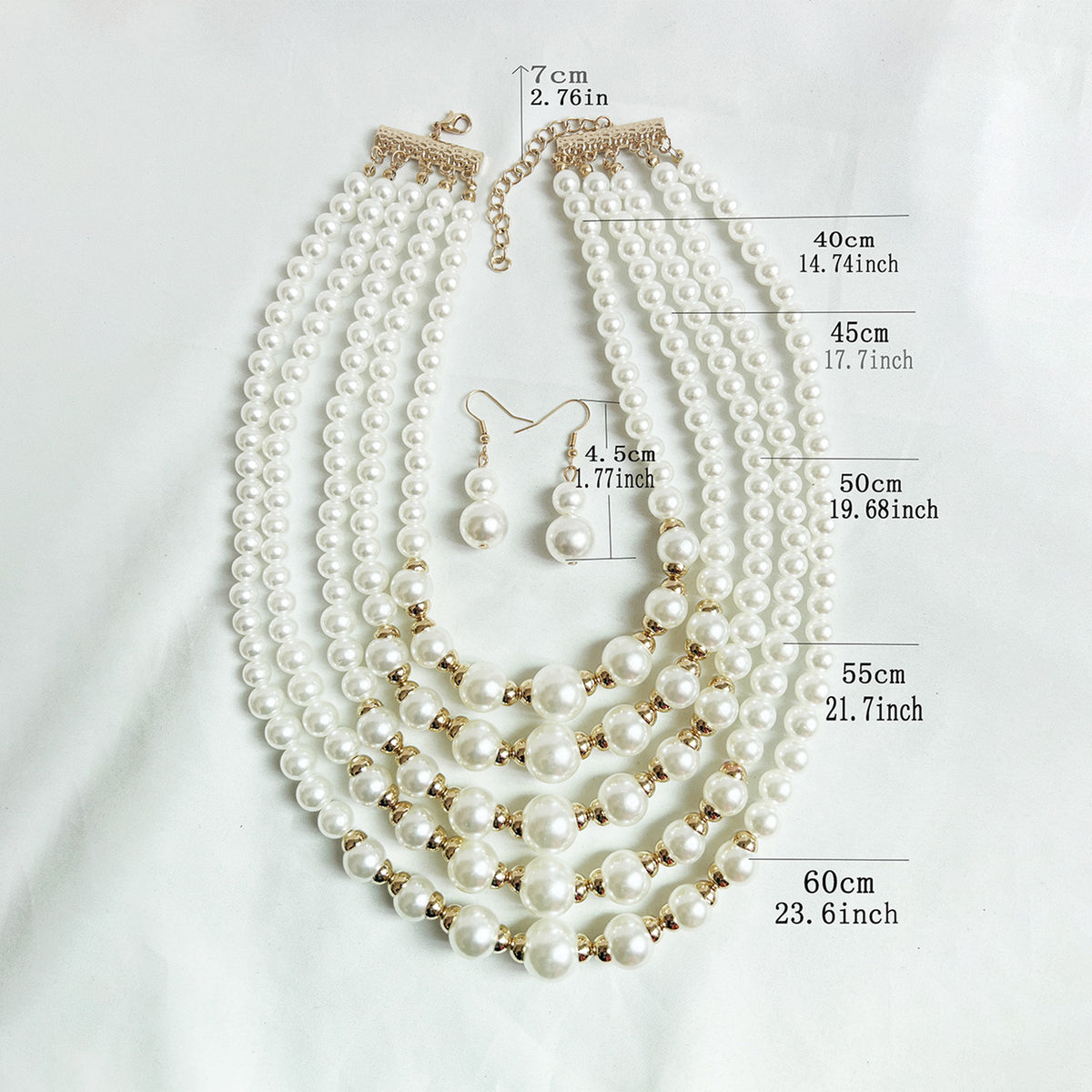 Elegant Pearl Jewelry Bead Cluster Collar Bib Choker Necklace and Earrings Set