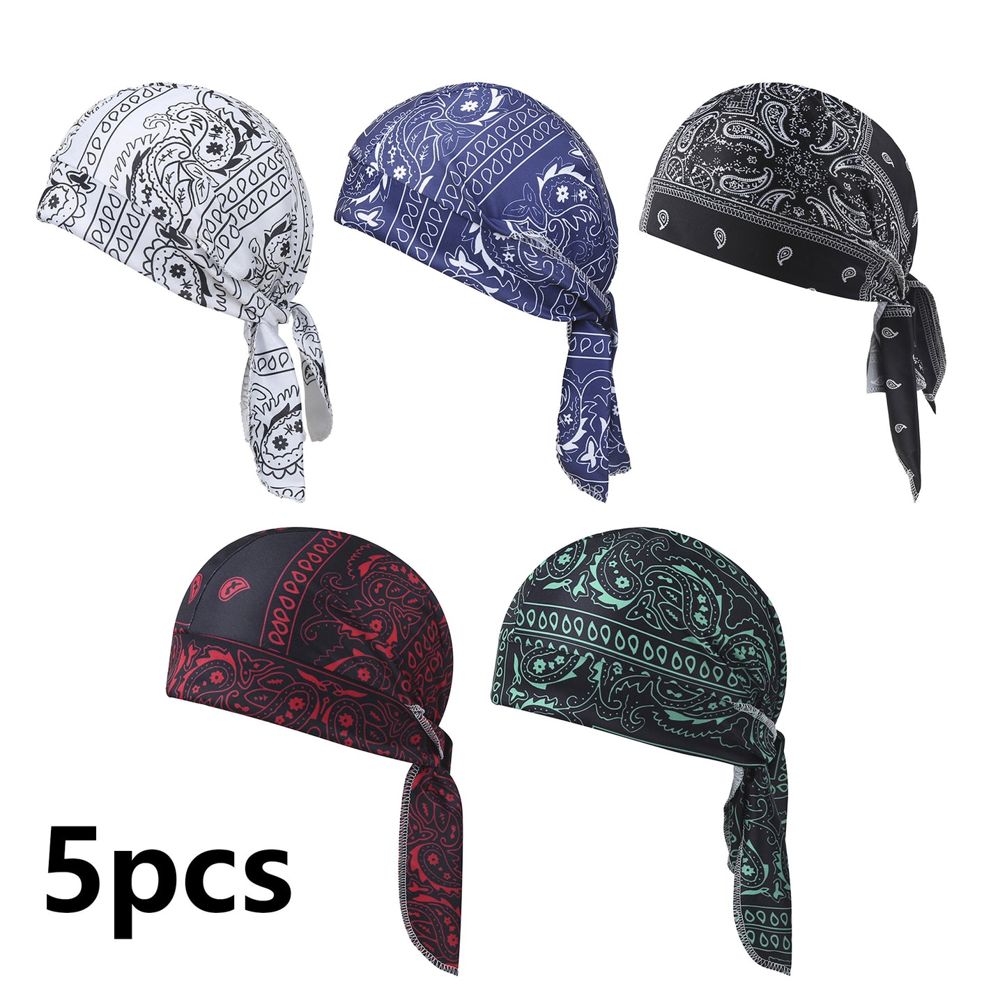 5-Piece Headwear Set — Sweat-Wicking & Breathable, Helmet Liner, Dome Cap