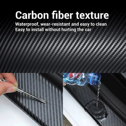 2 Roll Car Door Edge Guards Anti-Scratch Anti-Collision 3D Carbon Fiber Vinyl Wrap Adhesive Strip Tape